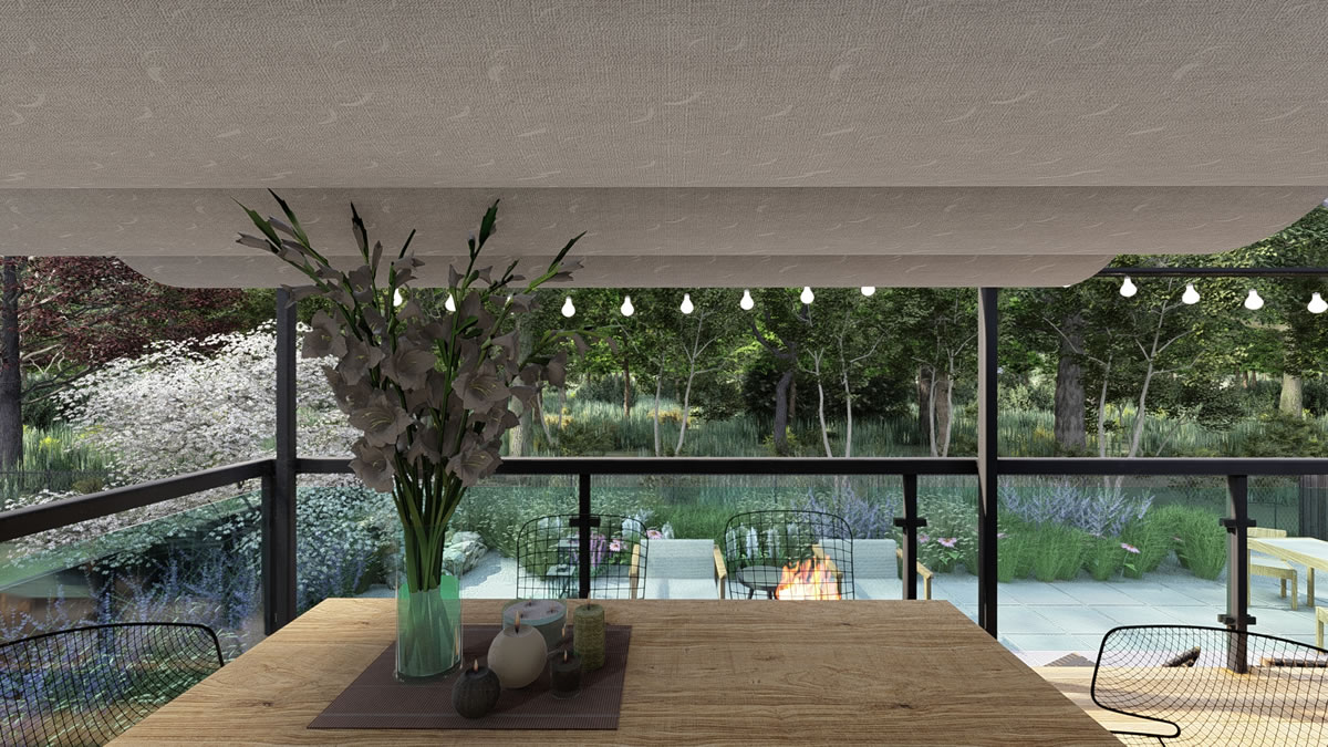 Backyard dinning, retractable roof pergola design