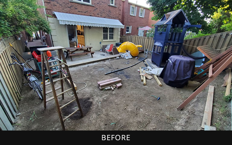 Messy backyard under construction